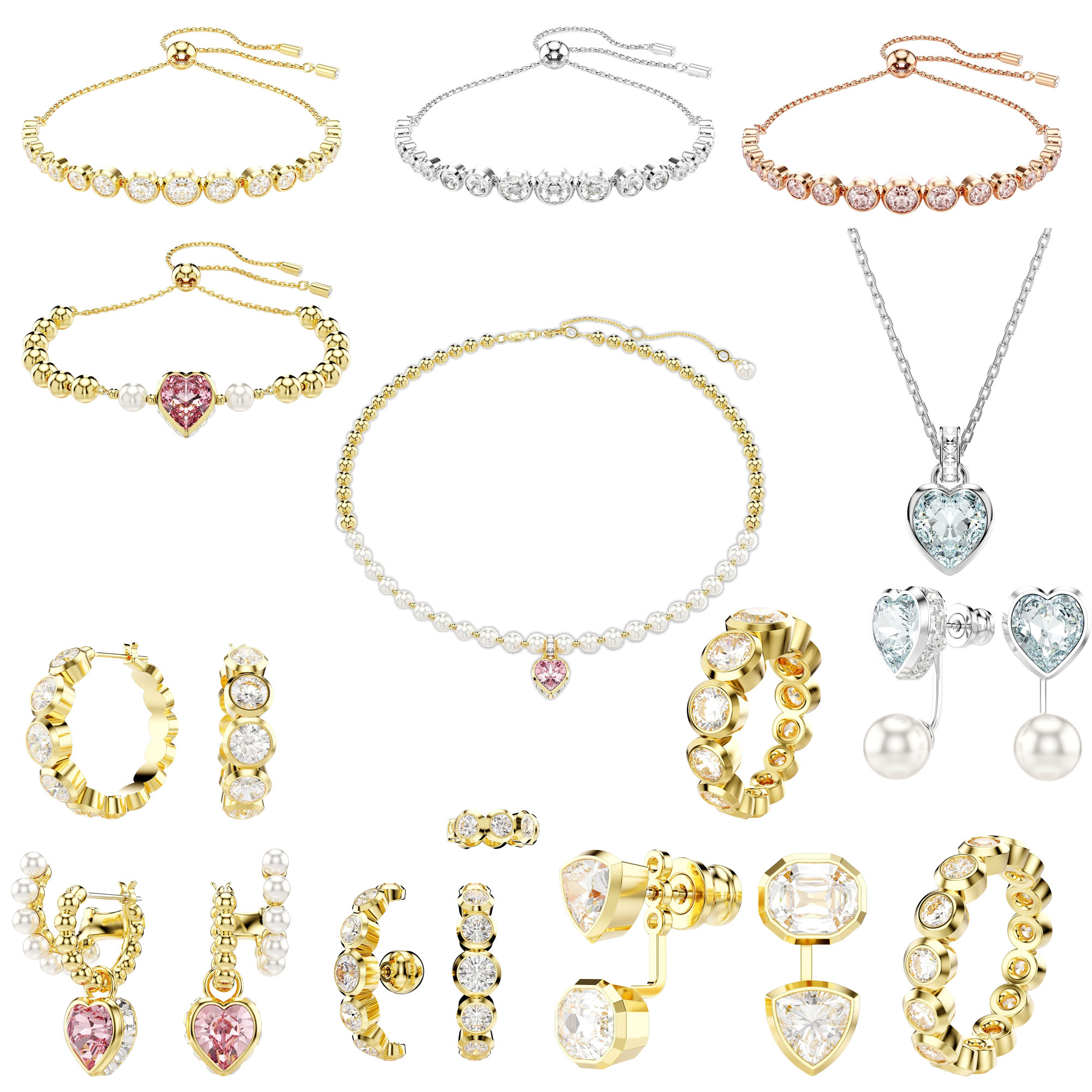 SVT017 Swarovski Imber Heart Choker Necklace Bracelet Stud Earrings Jewelry Set Collection for Women - ccfashionjewelry