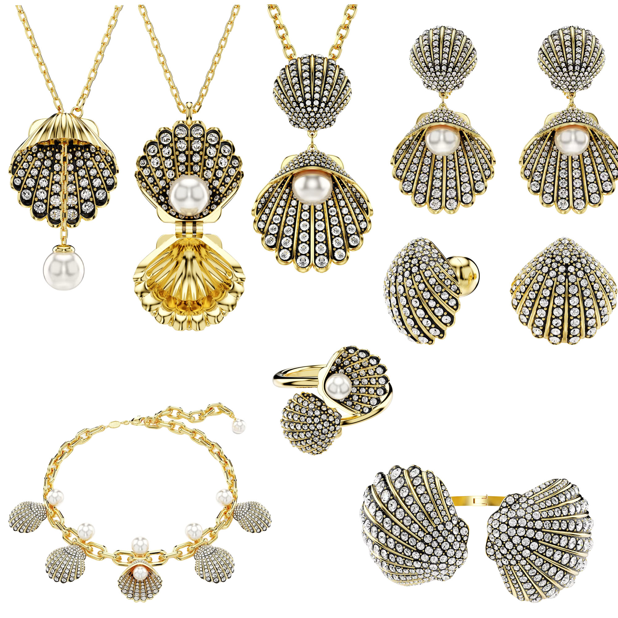 SVT016 Swarovski Idyllia Sea shells Choker Necklace bracelet earrings Ring Jewelry set for women - ccfashionjewelry