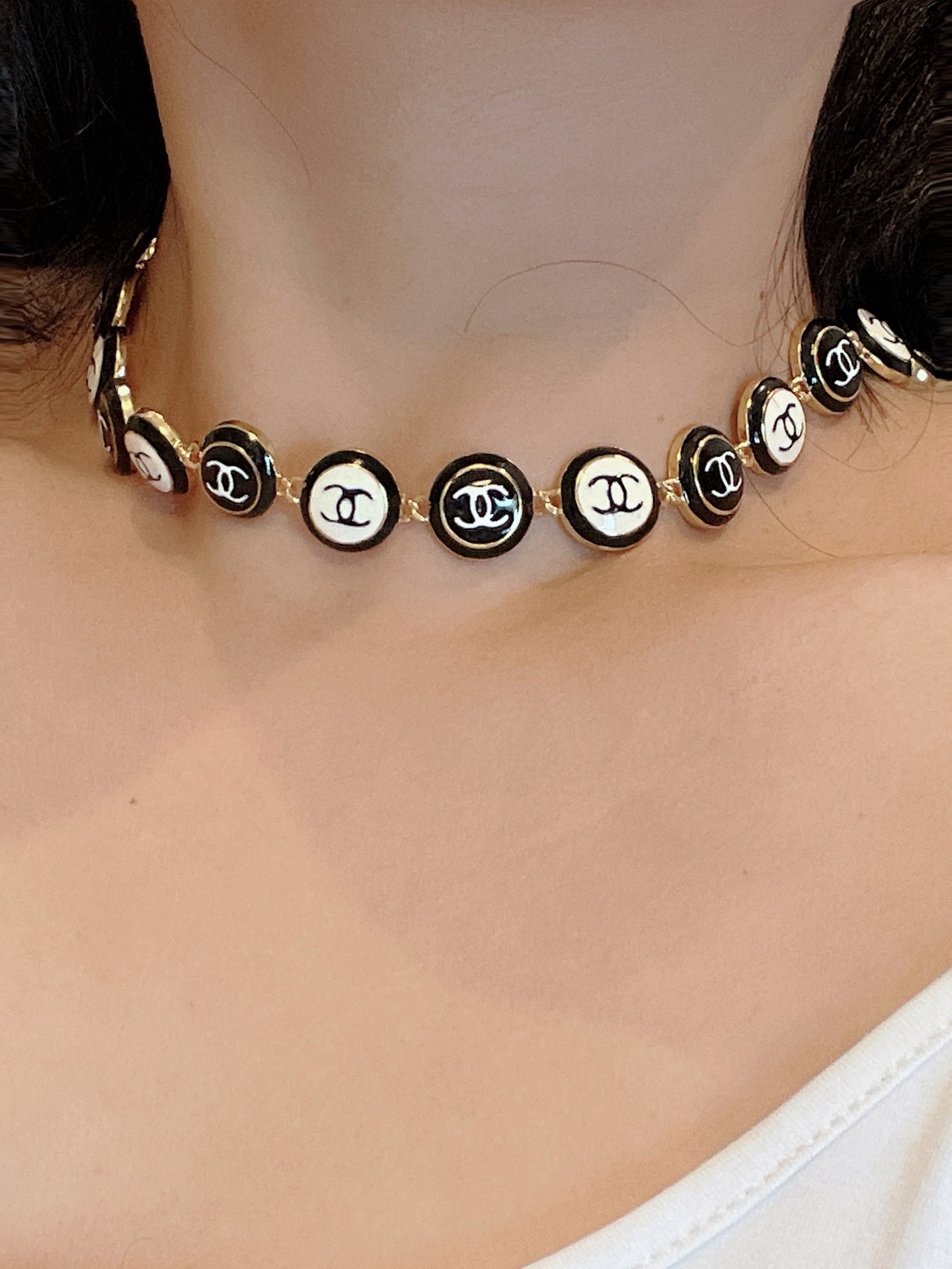 CCT002 Chanel Button Charms Choker and bracelet ,stud earring Jewelry Set for women - ccjewelryacc