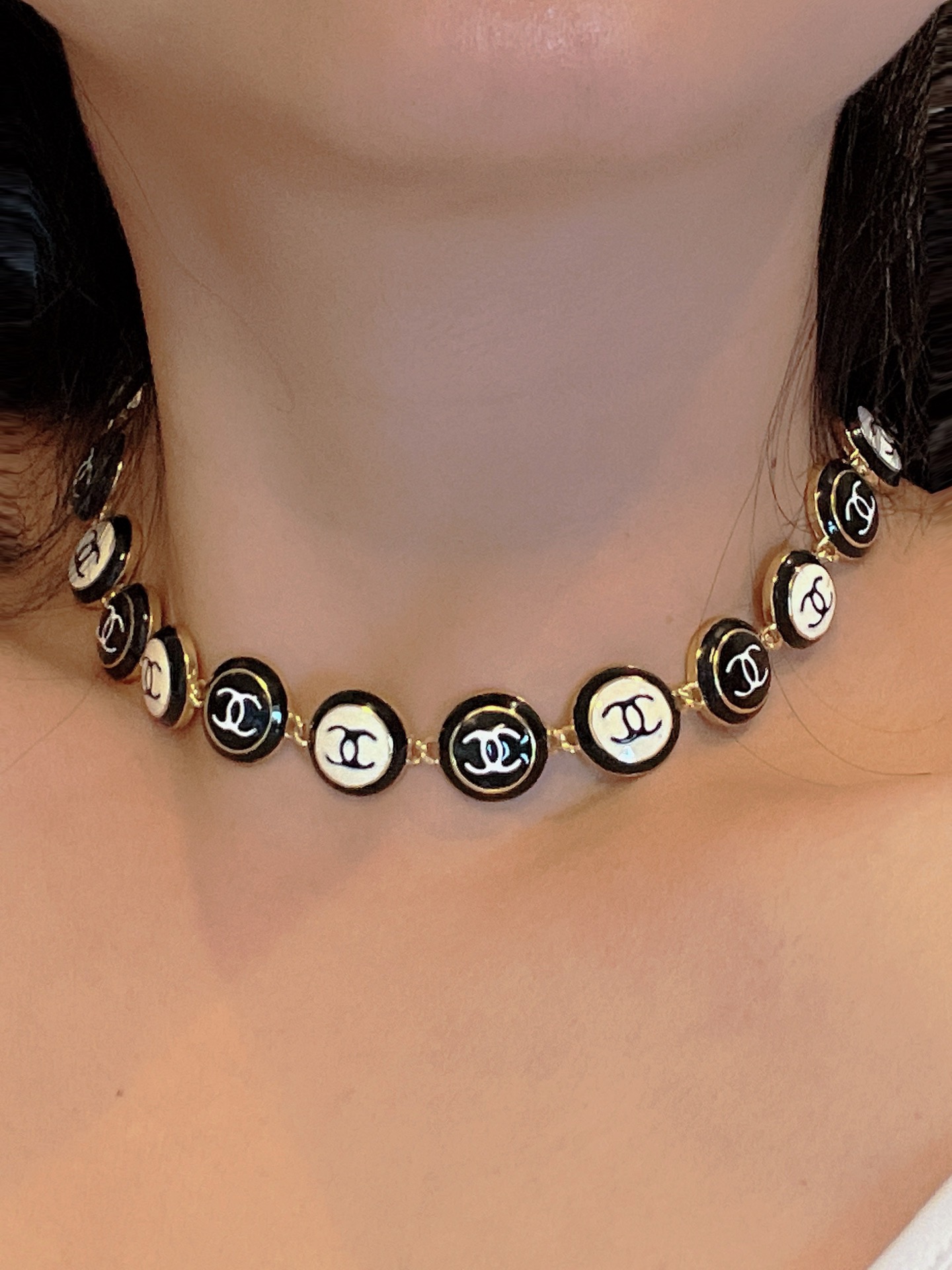 CCT002 Chanel Button Charms Choker and bracelet ,stud earring Jewelry Set for women - ccjewelryacc