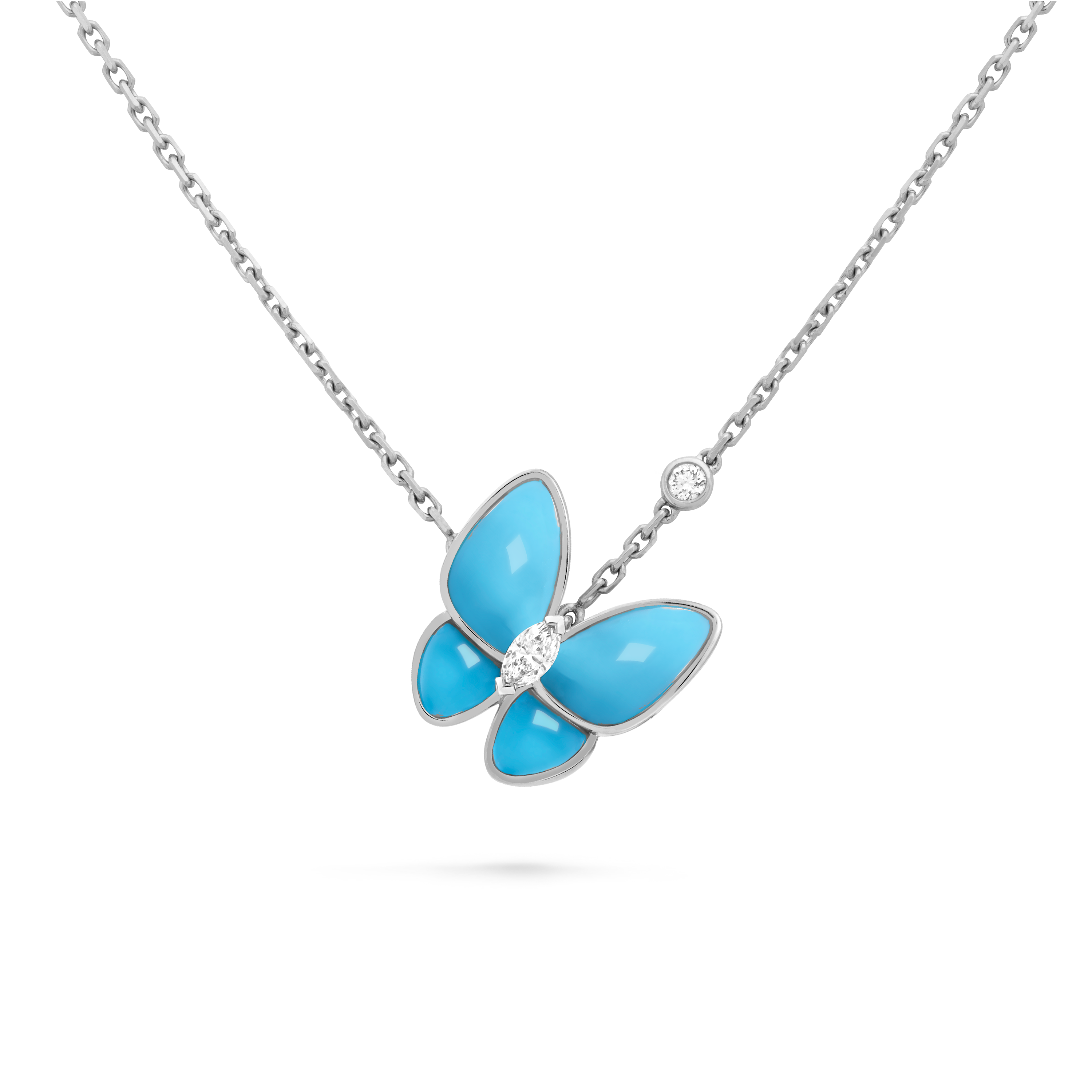 VCN080 van cleef two butterfly necklace with turquoise - ccfashionjewelry