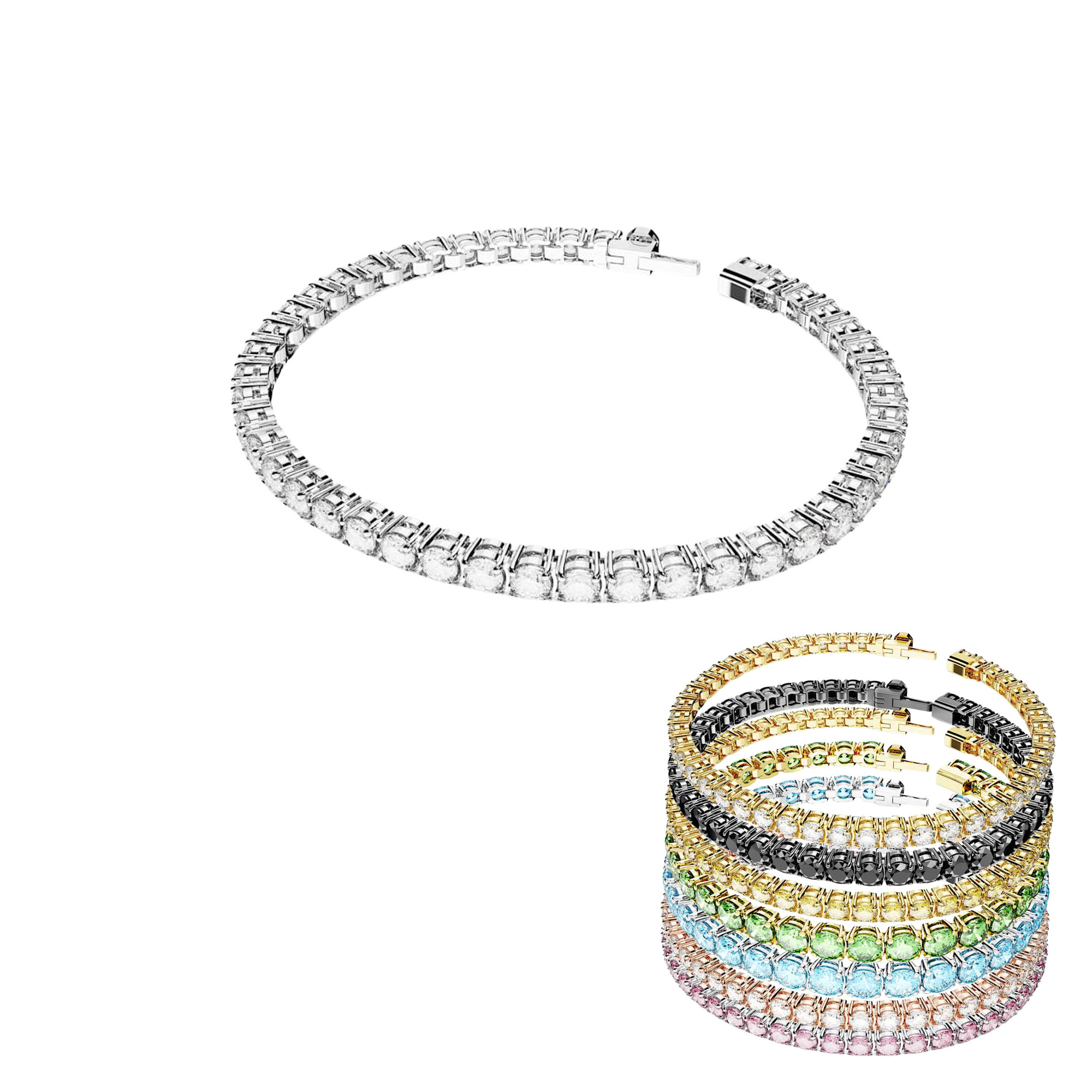 SVS003 Swarovski Matrix Tennis Bracelet Rhodium Plated with Austrian Crystal for Women - ccfashionjewelry