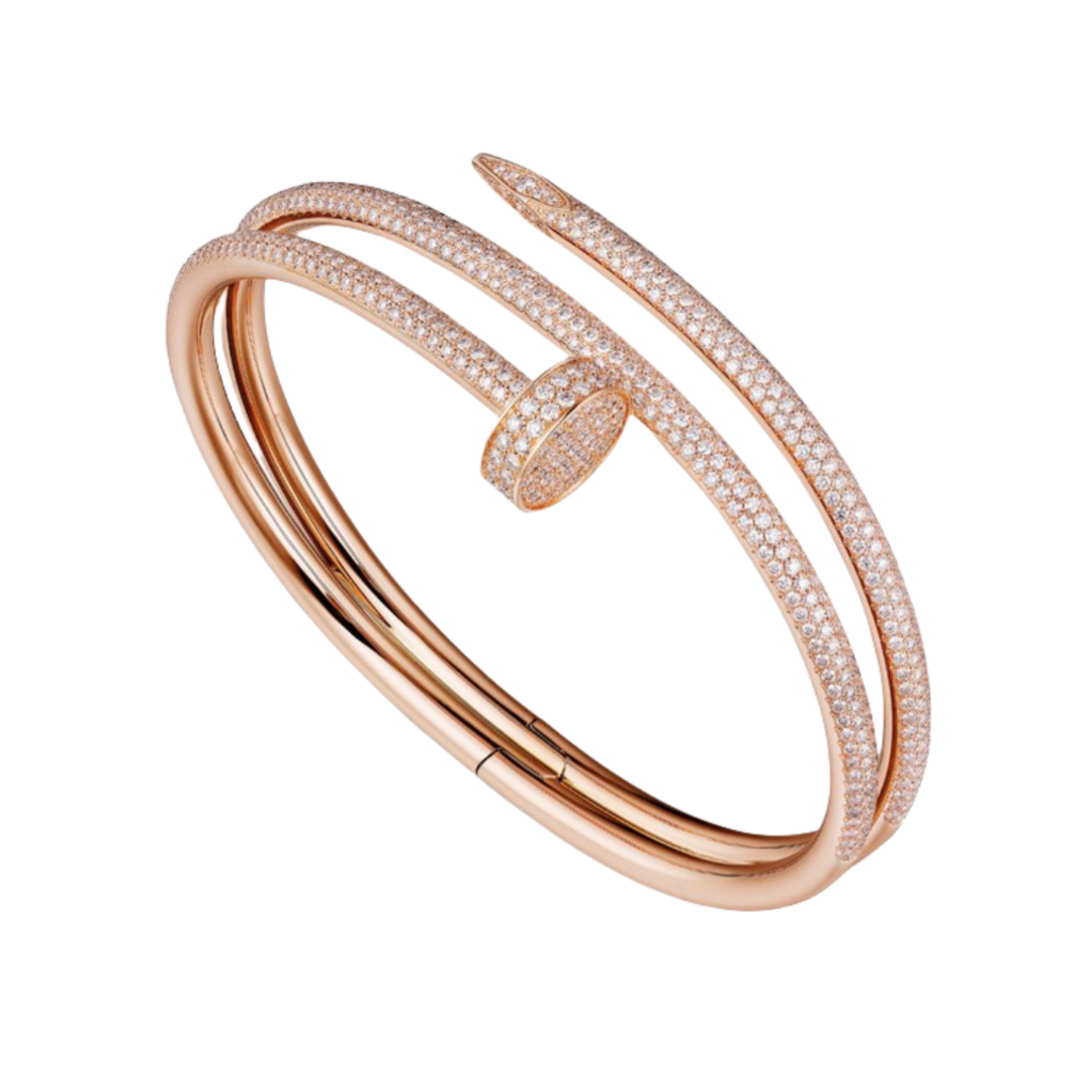 CTSV011 18k Gold Juste un Clou bracelet, double, half-paved - ccfashionjewelry