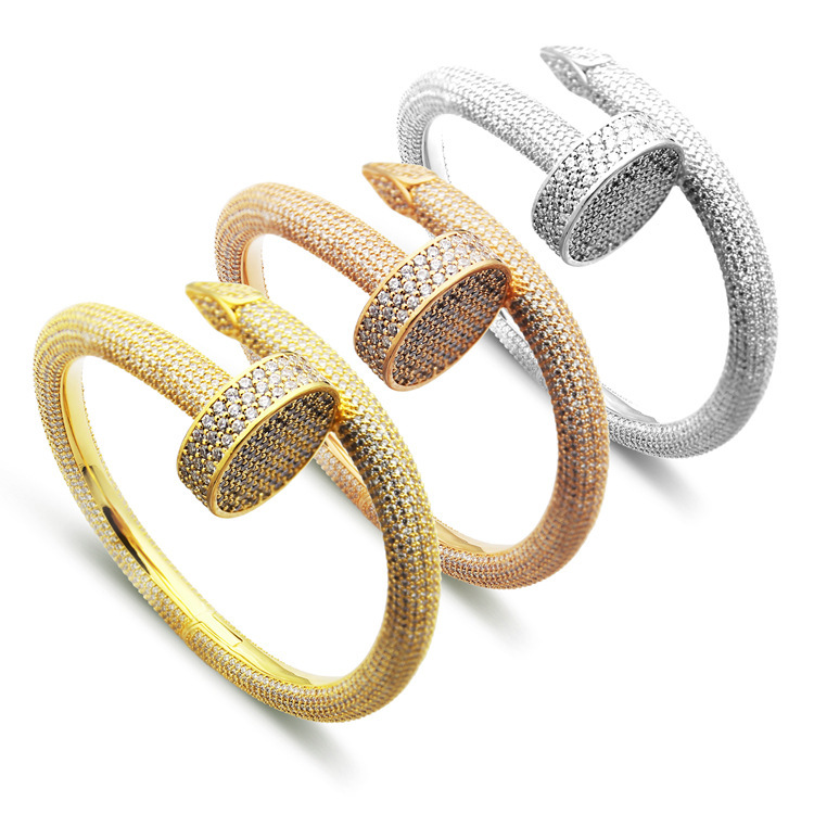 CTSV010 18k Gold Juste un Clou bracelet, extra-large model, paved - ccfashionjewelry