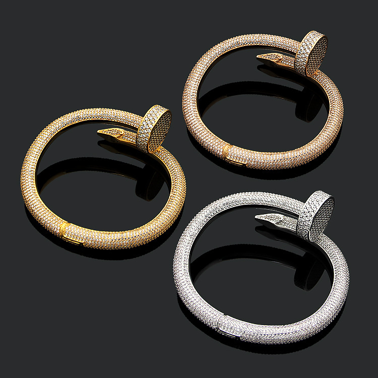 CTSV010 18k Gold Juste un Clou bracelet, extra-large model, paved - ccjewelryacc