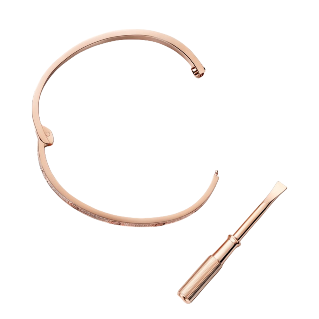 CTSV006 18k Gold LOVE bracelet, small model, paved 3.65MM - ccjewelryacc