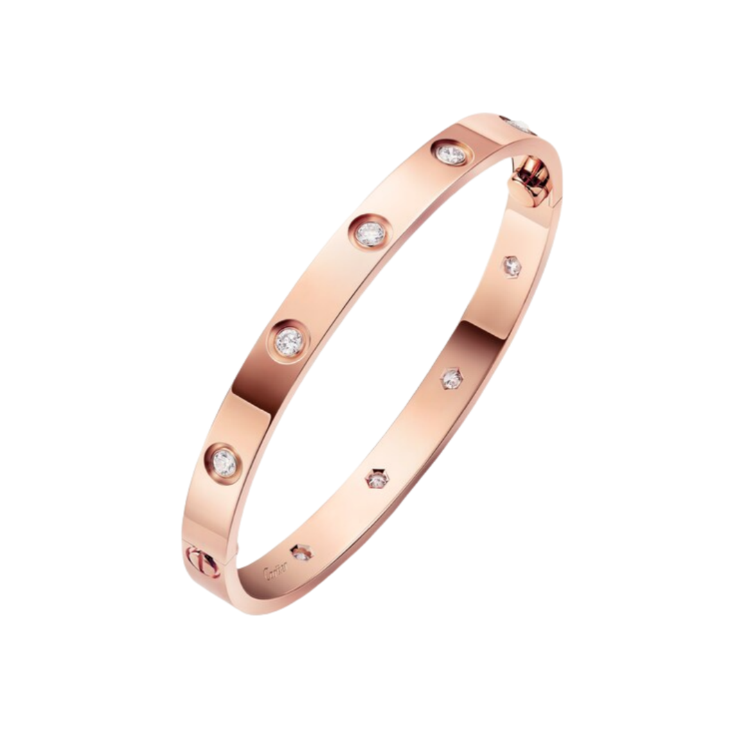 CTSV001 18k Gold LOVE bracelet, classic model,10 diamonds 6.1MM - ccjewelryacc