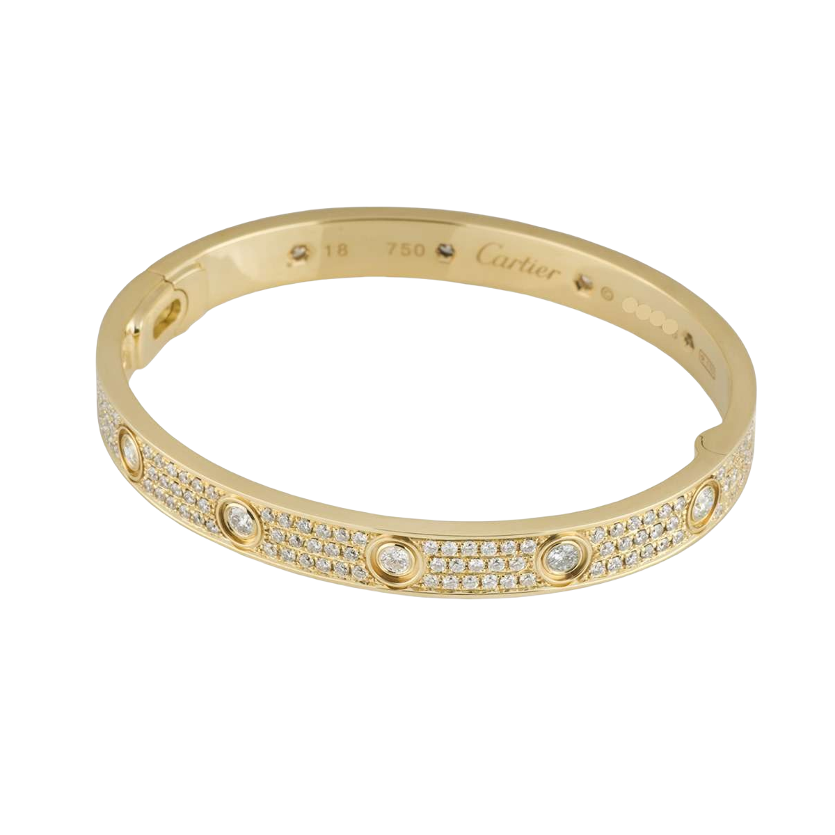 CTSV007 18k Gold LOVE bracelet, classic model, paved, 10 diamonds 6.1mm - ccjewelryacc