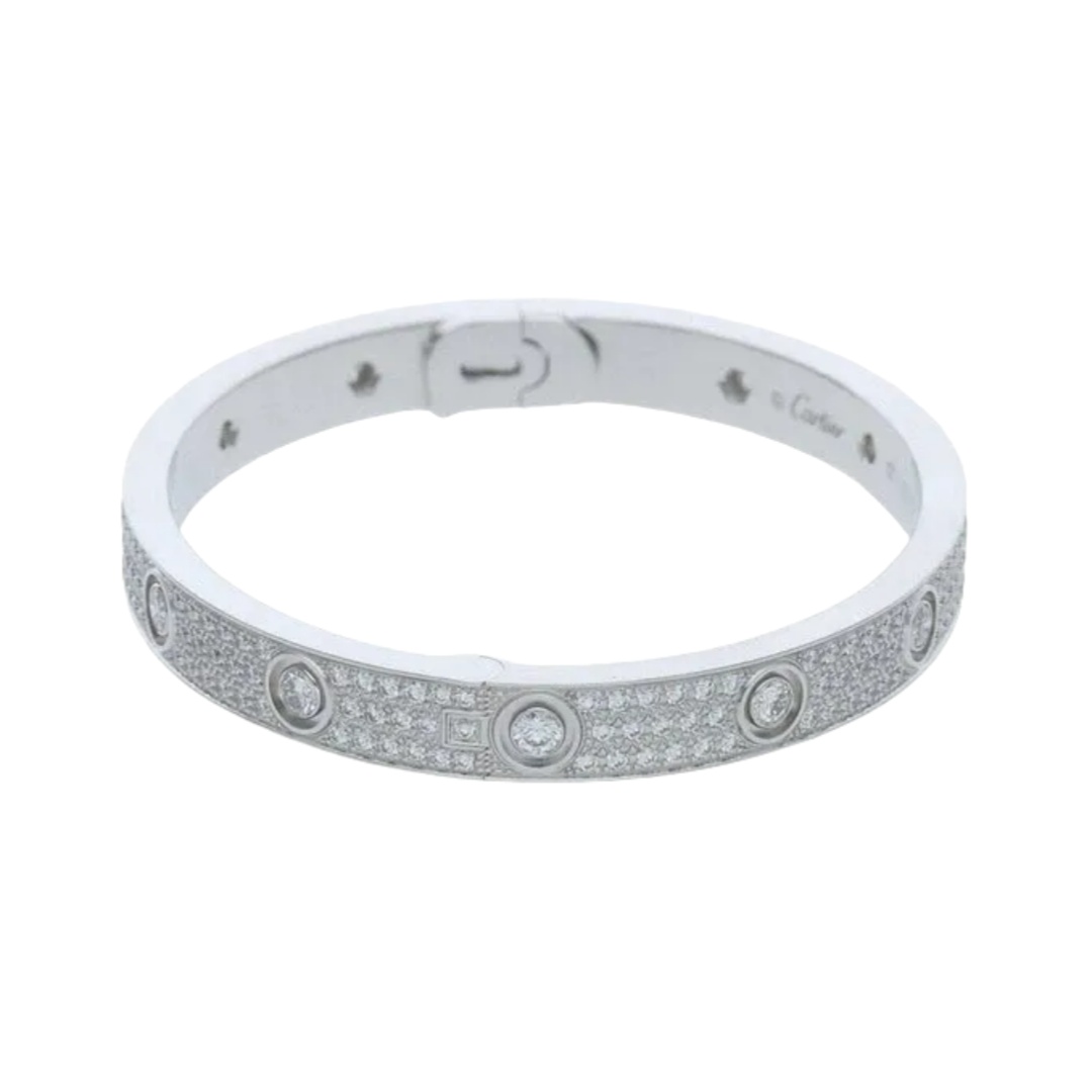 CTSV007 18k Gold LOVE bracelet, classic model, paved, 10 diamonds 6.1mm - ccjewelryacc