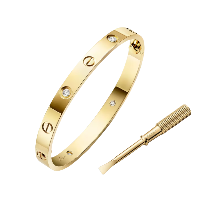 CTSV019 18k Gold LOVE bracelet, classic model, 4 diamonds 6.1MM - ccfashionjewelry