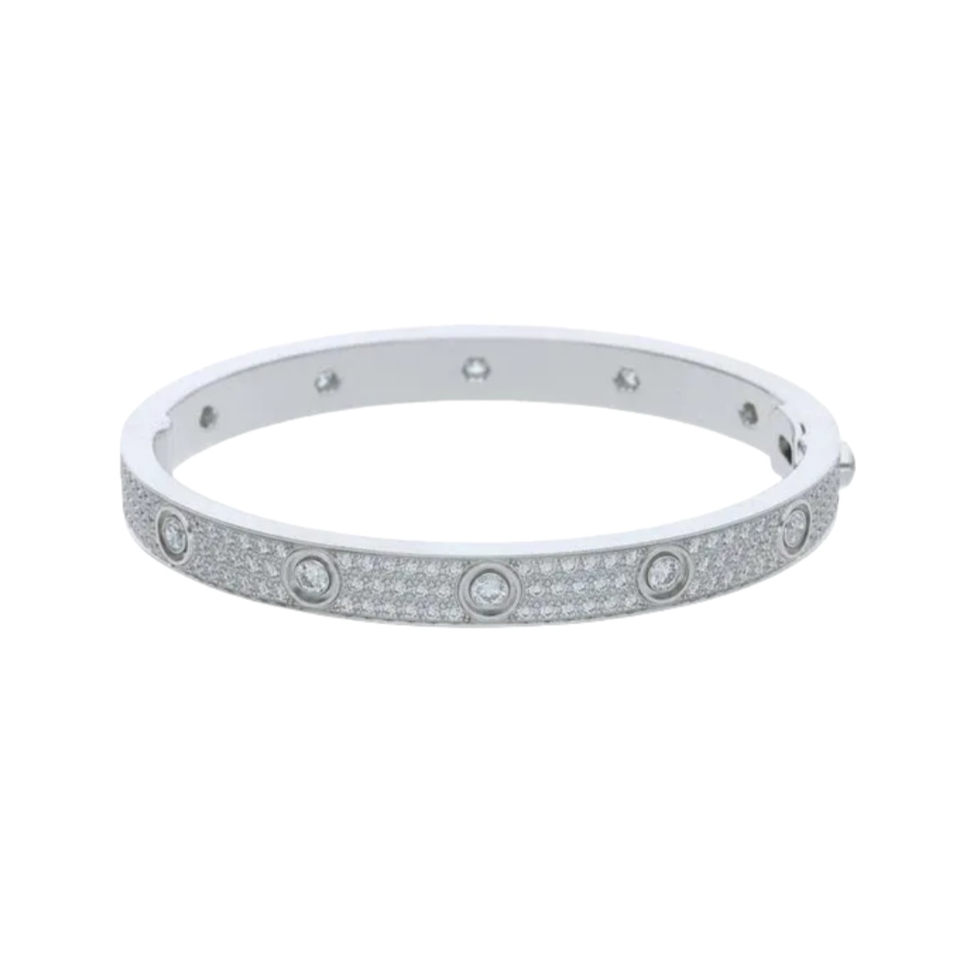 CTSV007 18k Gold LOVE bracelet, classic model, paved, 10 diamonds 6.1mm - ccfashionjewelry