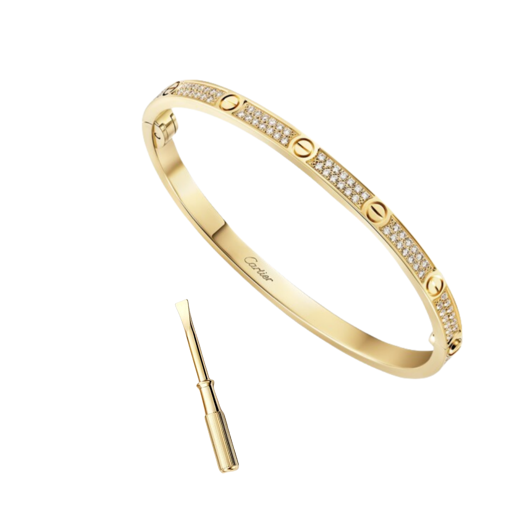 CTSV006 18k Gold LOVE bracelet, small model, paved 3.65MM - ccfashionjewelry