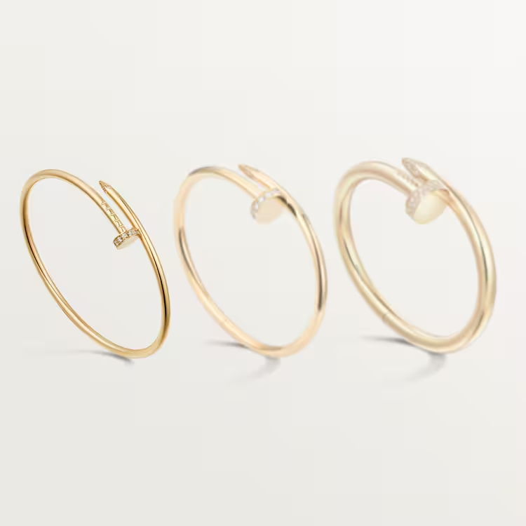 CTSV026 18K Gold slender and flexible Juste un Clou bracelet, small model, diamonds 2.5mm - ccjewelryacc