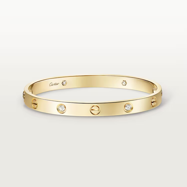 CTSV019 18k Gold LOVE bracelet, classic model, 4 diamonds 6.1MM - ccjewelryacc