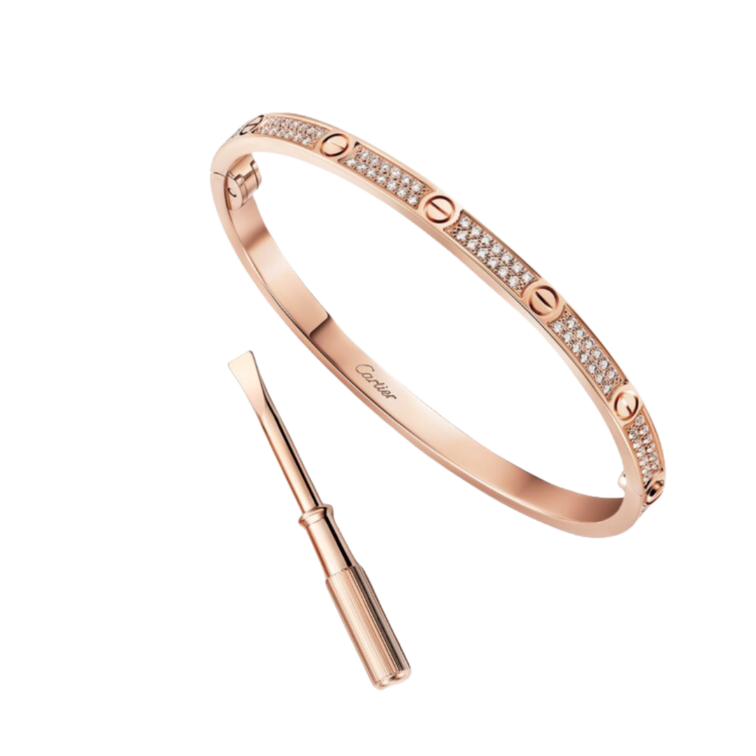 CTSV006 18k Gold LOVE bracelet, small model, paved 3.65MM - ccfashionjewelry