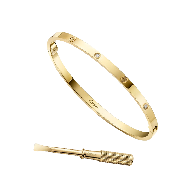 CTSV003 18k Gold LOVE bracelet, small model, 6 diamonds 3.65MM - ccfashionjewelry