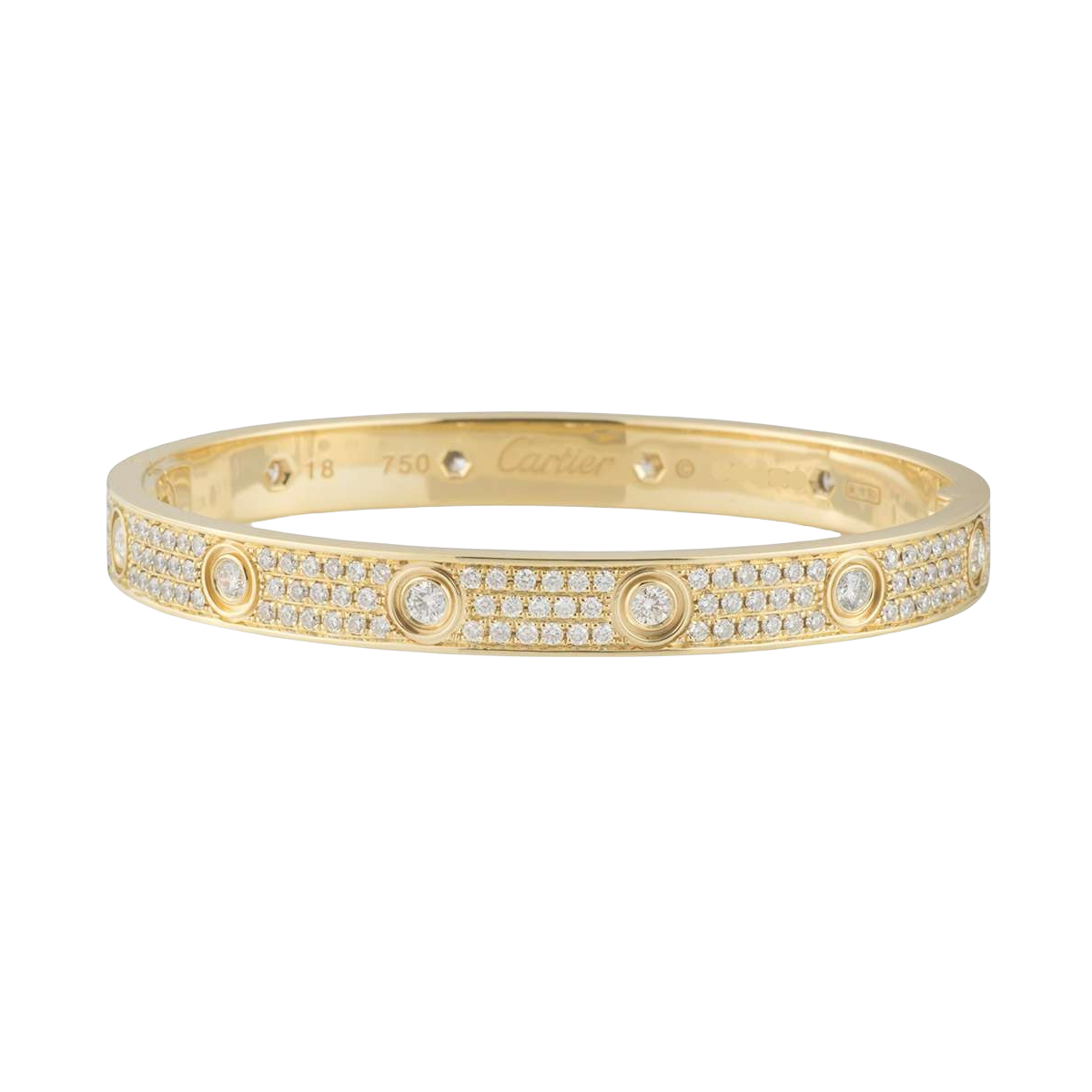 CTSV007 18k Gold LOVE bracelet, classic model, paved, 10 diamonds 6.1mm - ccjewelryacc