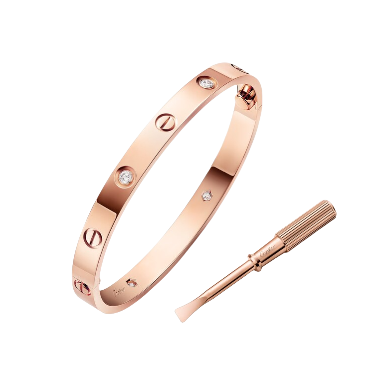 CTSV019 18k Gold LOVE bracelet, classic model, 4 diamonds 6.1MM - ccjewelryacc