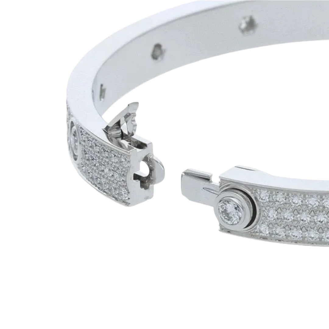 CTSV007 18k Gold LOVE bracelet, classic model, paved, 10 diamonds 6.1mm - ccfashionjewelry