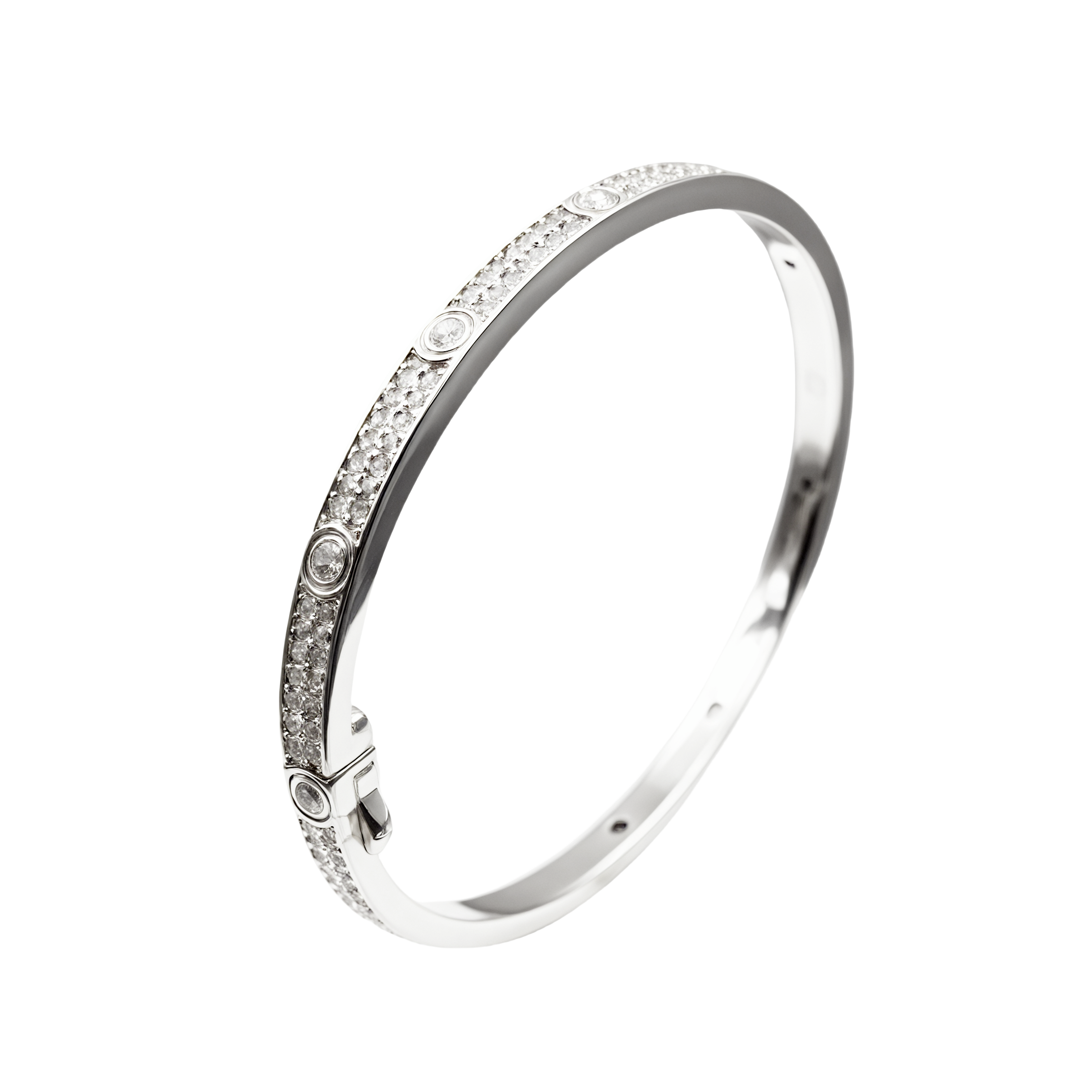 CTSS002 18k Gold diamond PAVED Love bangle bracelet 3.65mm - ccjewelryacc