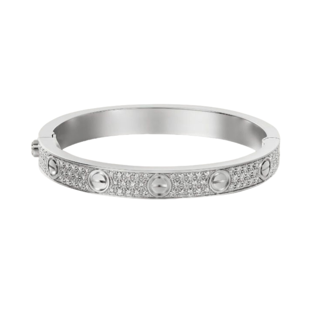 CTSV022 LOVE BRACELET 6.1MM DIAMOND PAVED 18k Gold - ccfashionjewelry