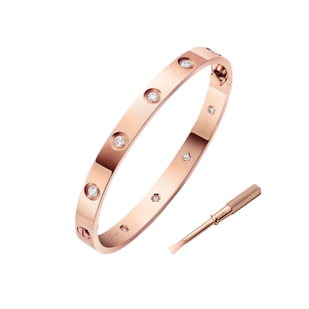 CTSV001 18k Gold LOVE bracelet, classic model,10 diamonds 6.1MM - ccfashionjewelry