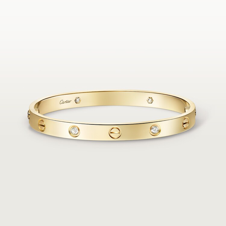 CTSV019 18k Gold LOVE bracelet, classic model, 4 diamonds 6.1MM - ccjewelryacc