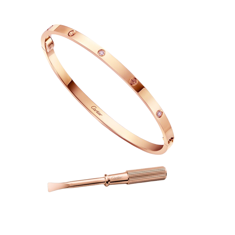 CTSV003 18k Gold LOVE bracelet, small model, 6 diamonds 3.65MM - ccfashionjewelry
