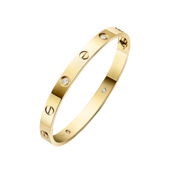 CTSV019 18k Gold LOVE bracelet, classic model, 4 diamonds 6.1MM - ccjewelryacc