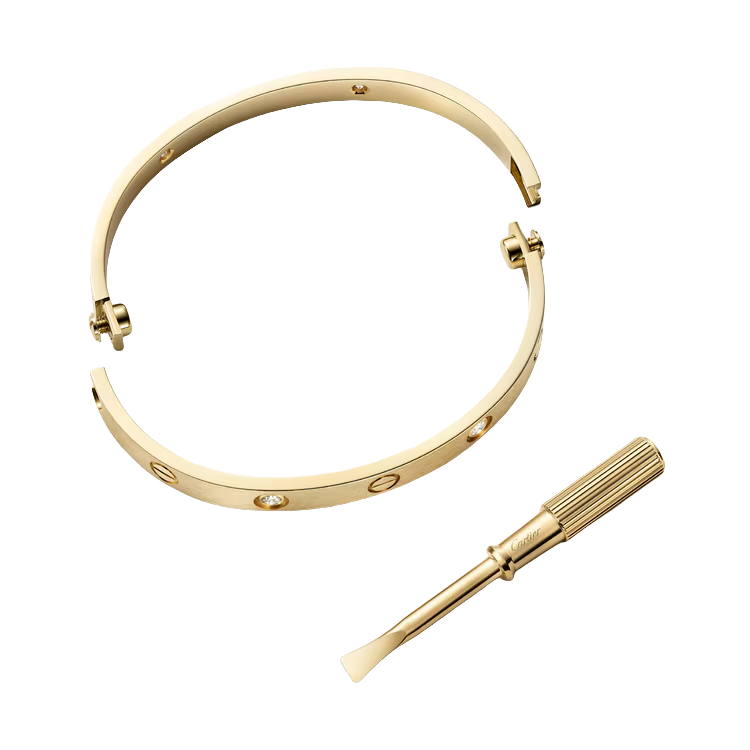 CTSV019 18k Gold LOVE bracelet, classic model, 4 diamonds 6.1MM - ccjewelryacc