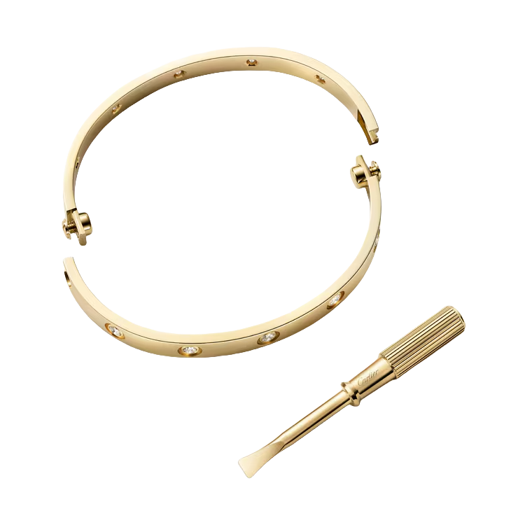 CTSV001 18k Gold LOVE bracelet, classic model,10 diamonds 6.1MM - ccjewelryacc