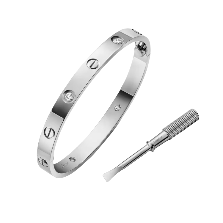 CTSV019 18k Gold LOVE bracelet, classic model, 4 diamonds 6.1MM - ccfashionjewelry