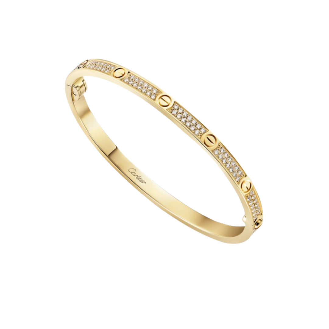 CTSV006 18k Gold LOVE bracelet, small model, paved 3.65MM - ccjewelryacc