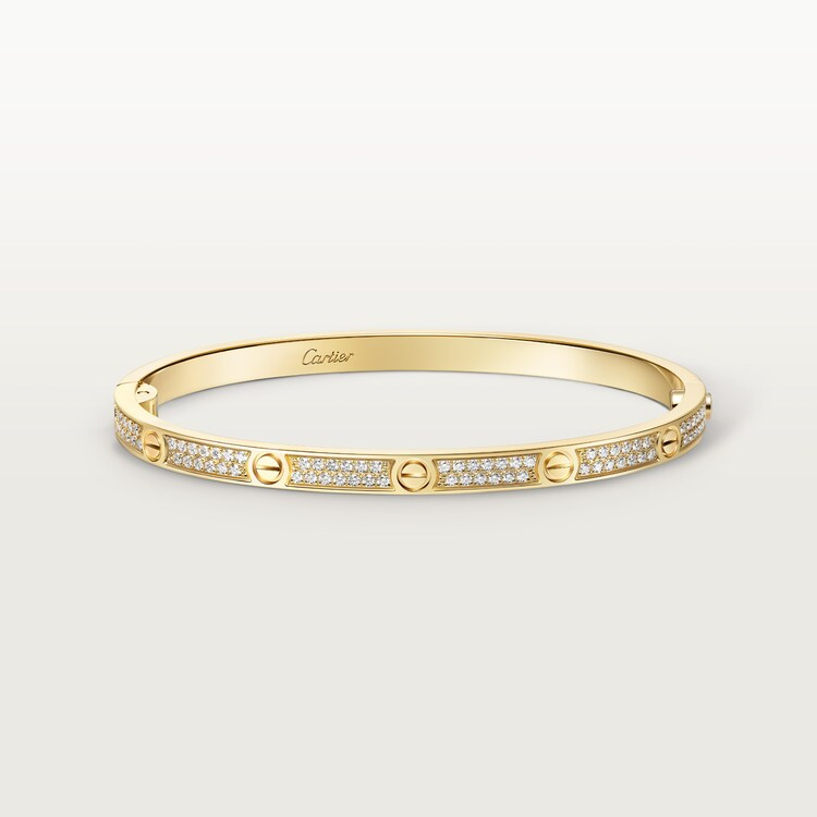 CTSV006 18k Gold LOVE bracelet, small model, paved 3.65MM - ccjewelryacc