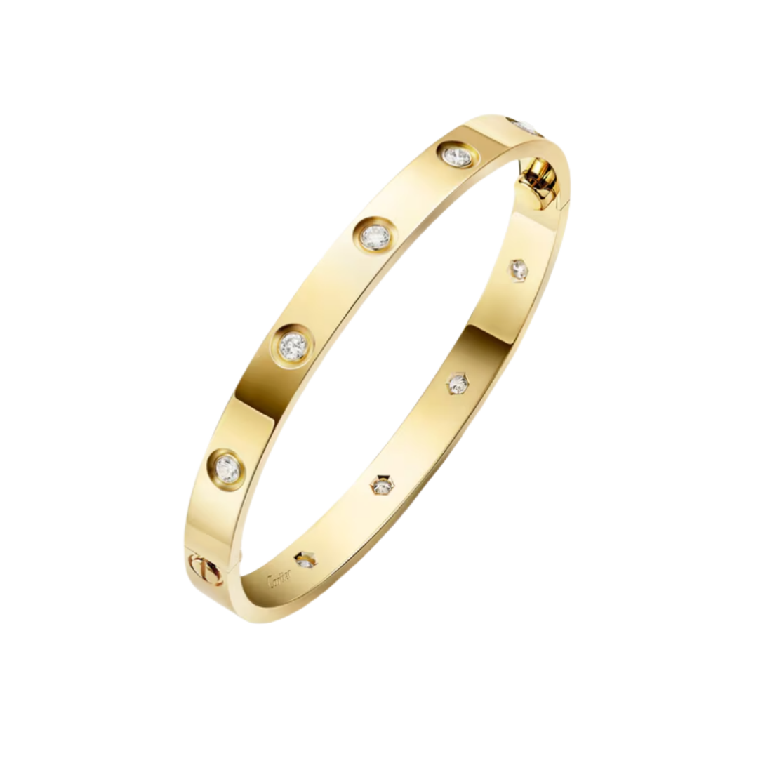 CTSV001 18k Gold LOVE bracelet, classic model,10 diamonds 6.1MM - ccjewelryacc