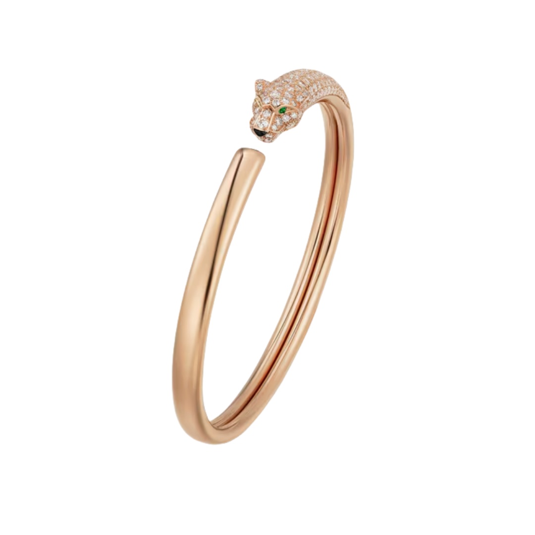 CTSV031 18k Gold Panthère de Cartier bracelet, small model, half-paved - ccfashionjewelry