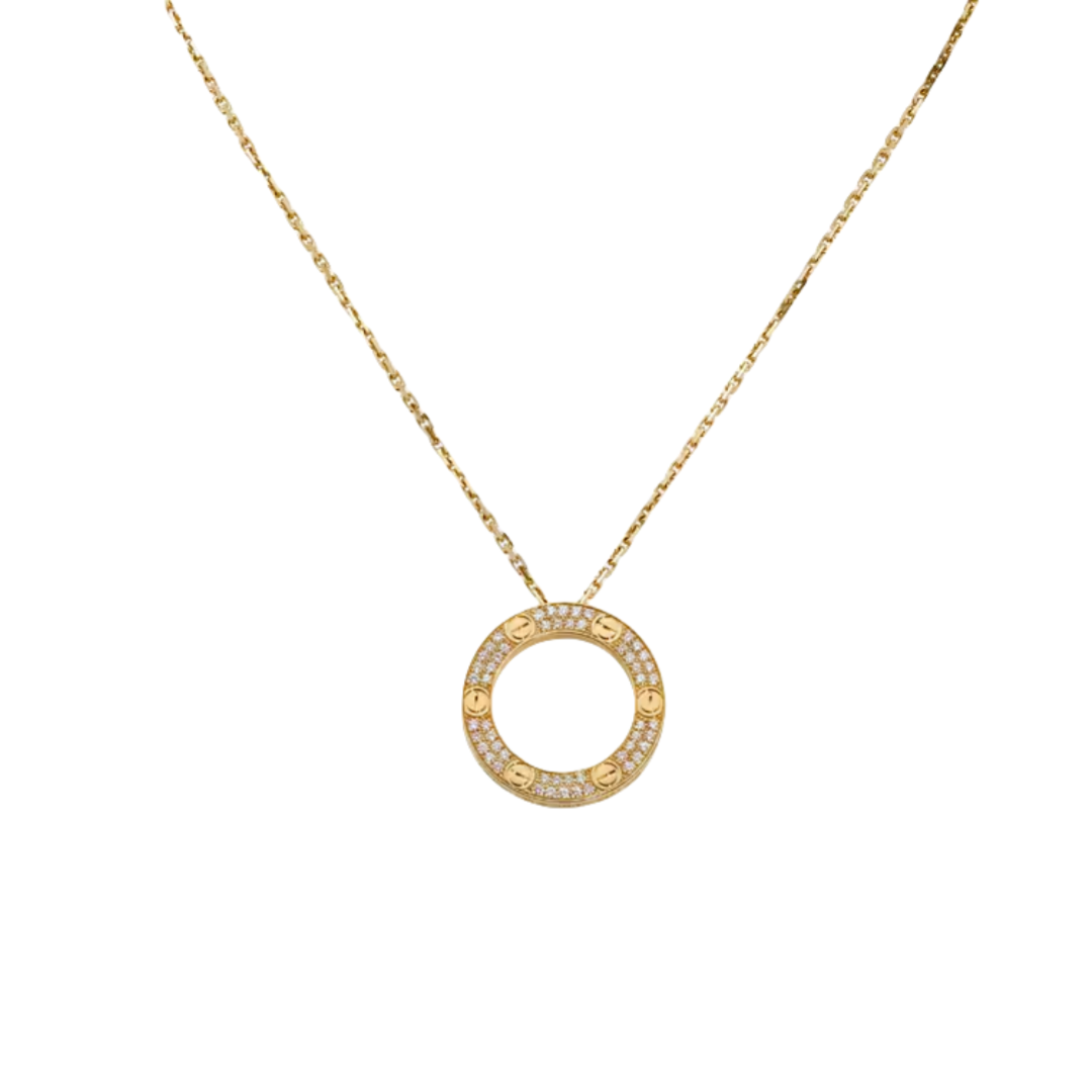 CTNV011 18K Gold LOVE pendant Necklace, paved - ccfashionjewelry