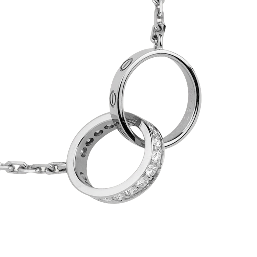 CTNV009 18k Gold LOVE pendant Necklace, half-paved - ccfashionjewelry