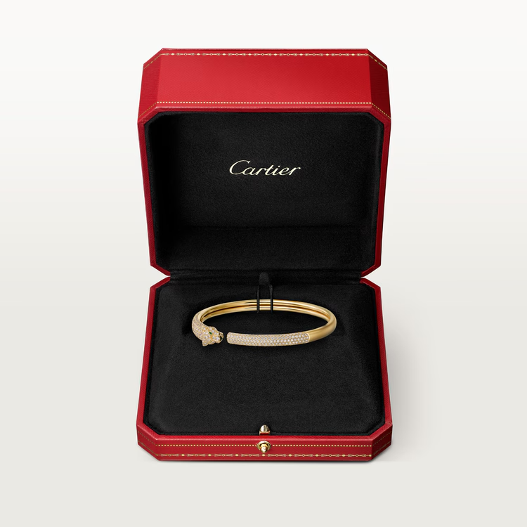 CTSV033 18K Gold Panthère de Cartier bracelet, small model, half-paved - ccjewelryacc