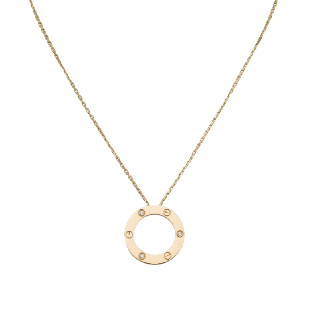 CTNV003 18K Gold LOVE pendant necklace, 3 diamonds - ccjewelryacc