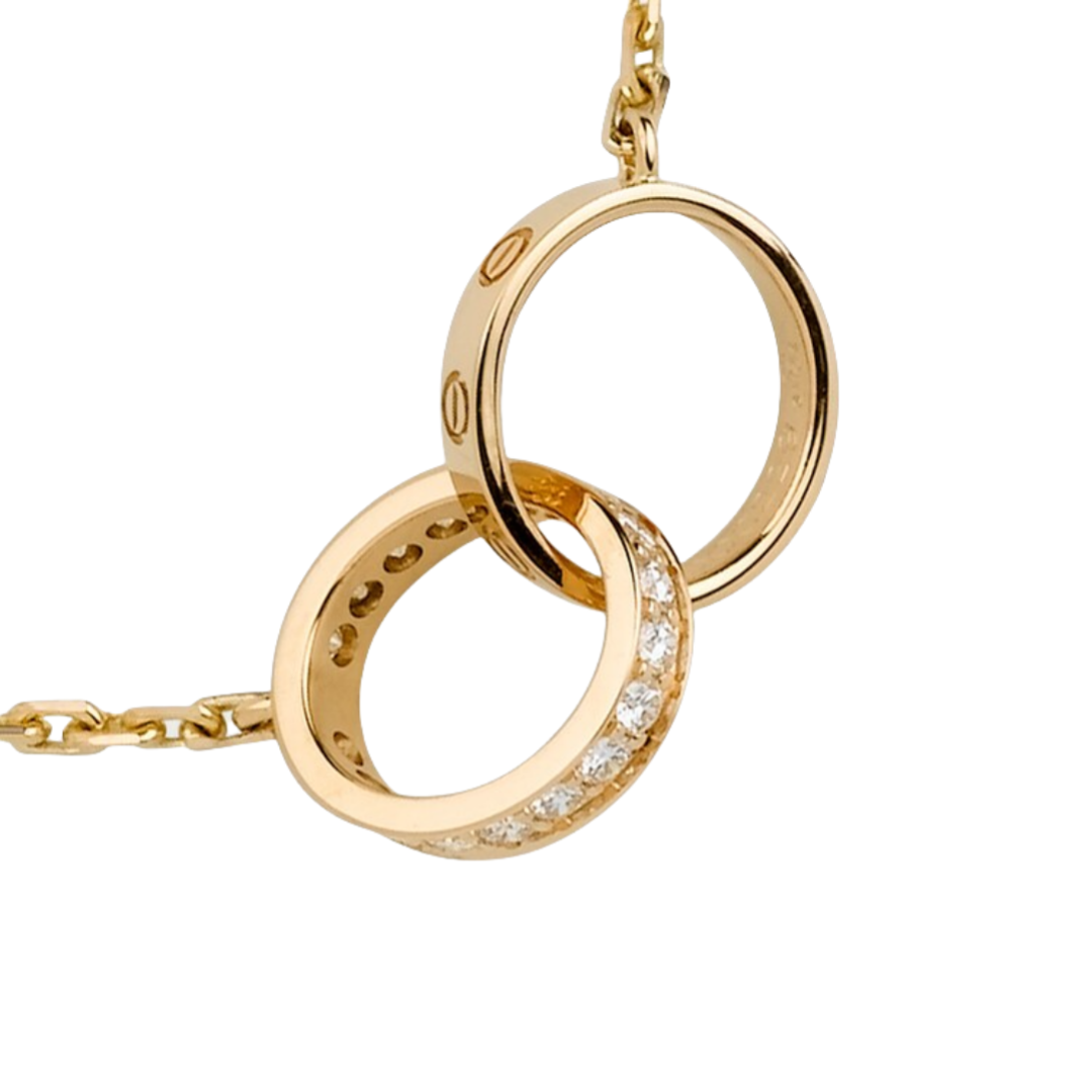 CTN005 LOVE pendant Necklace, half-paved - ccjewelryacc