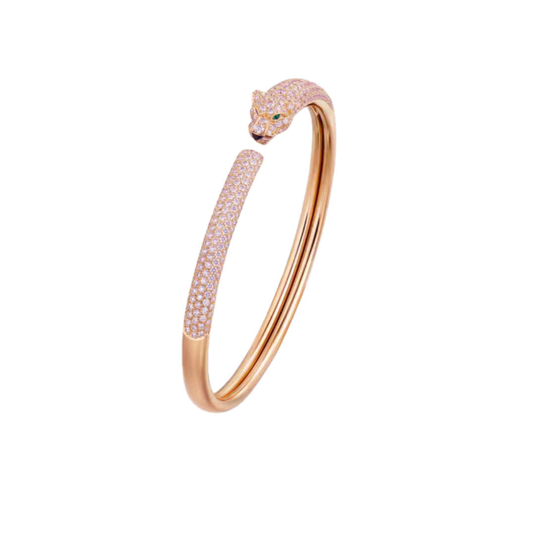 CTSV033 18K Gold Panthère de Cartier bracelet, small model, half-paved - ccfashionjewelry