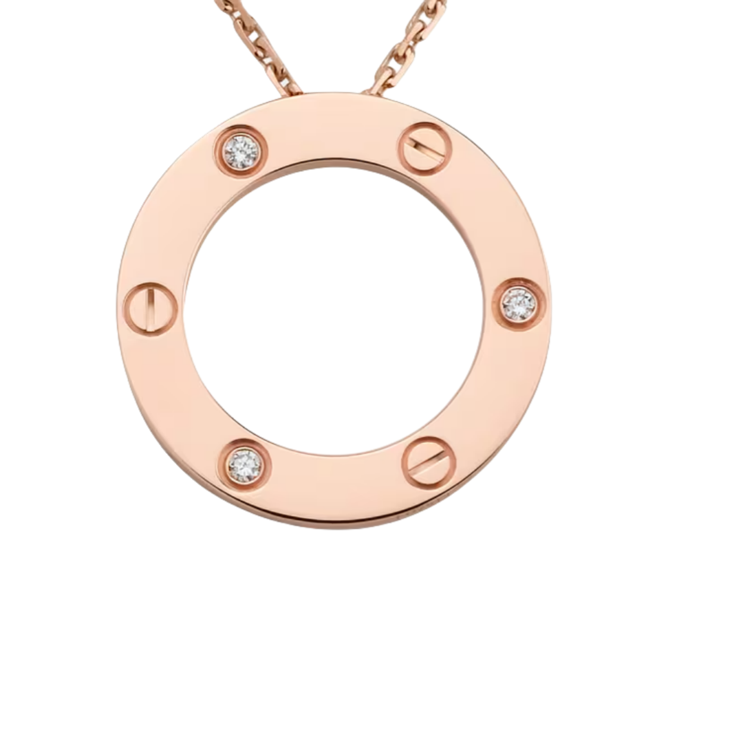 CTNV003 18K Gold LOVE pendant necklace, 3 diamonds - ccjewelryacc