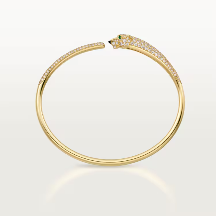 CTSV033 18K Gold Panthère de Cartier bracelet, small model, half-paved - ccjewelryacc