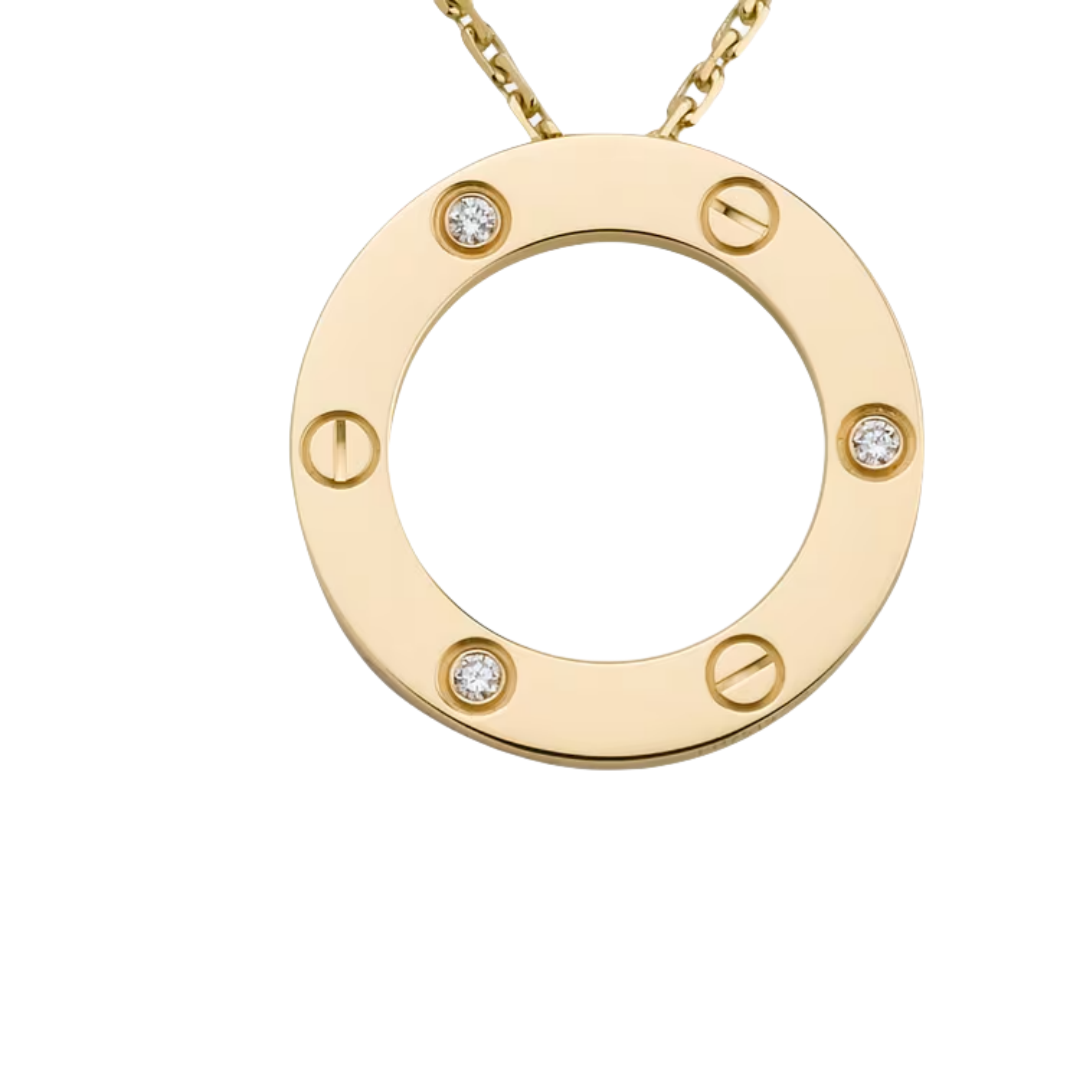 CTNV003 18K Gold LOVE pendant necklace, 3 diamonds - ccjewelryacc
