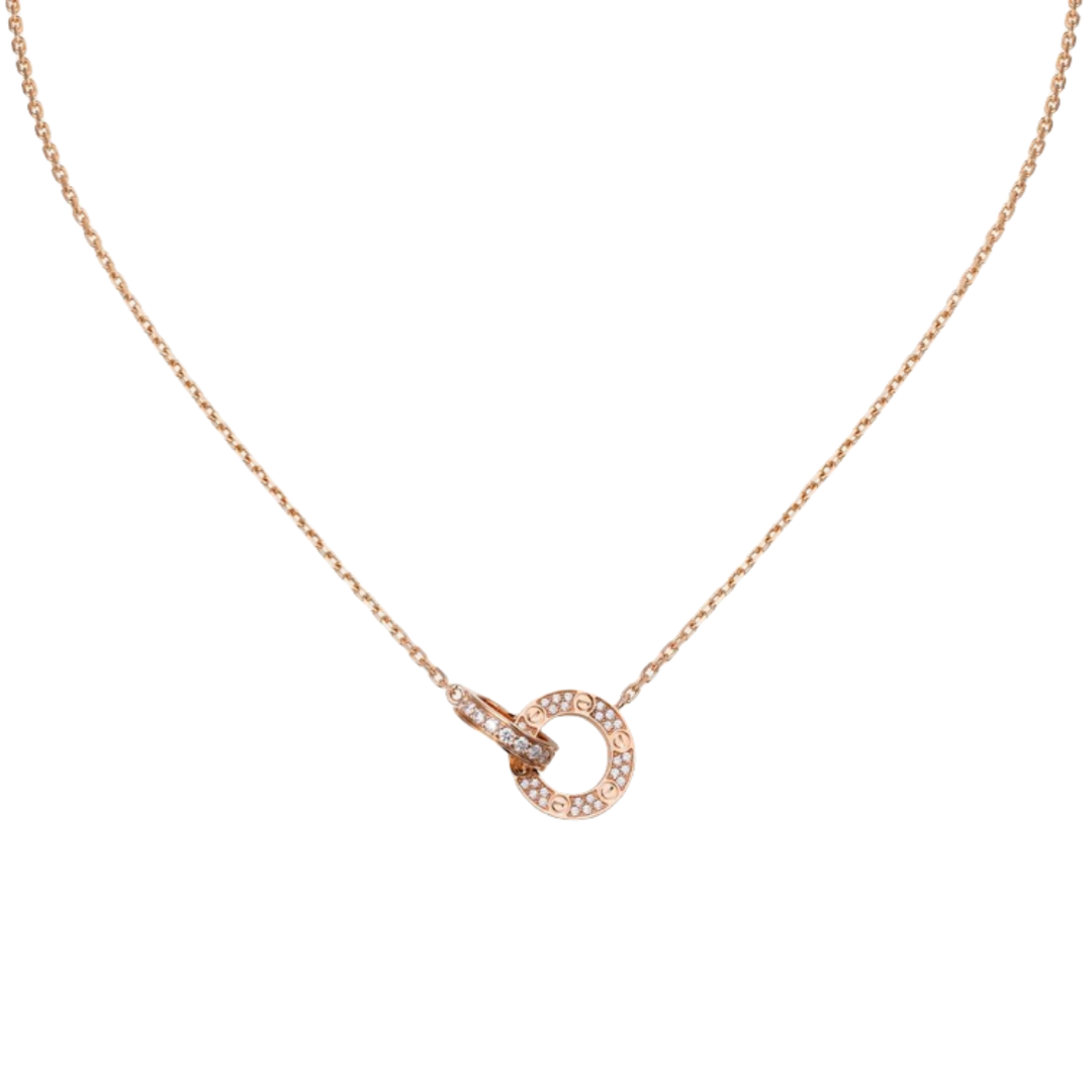 CTNV008 18K Gold LOVE pendant necklace , paved - ccjewelryacc