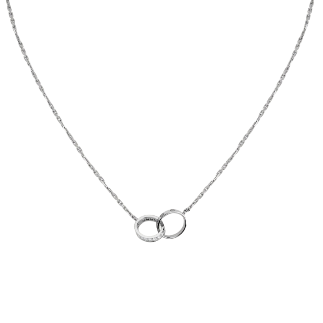 CTNV009 18k Gold LOVE pendant Necklace, half-paved - ccjewelryacc
