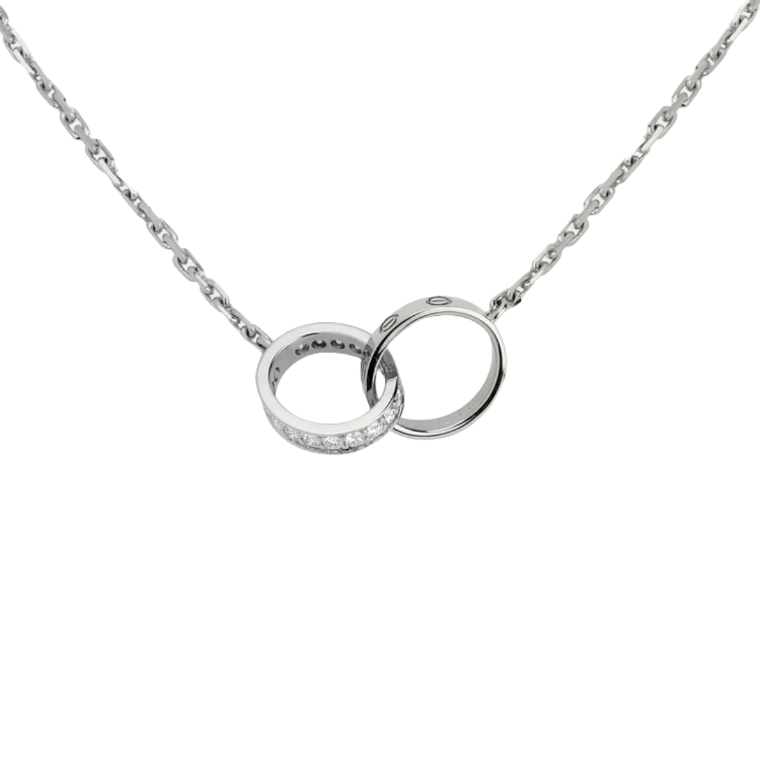 CTNV009 18k Gold LOVE pendant Necklace, half-paved - ccfashionjewelry