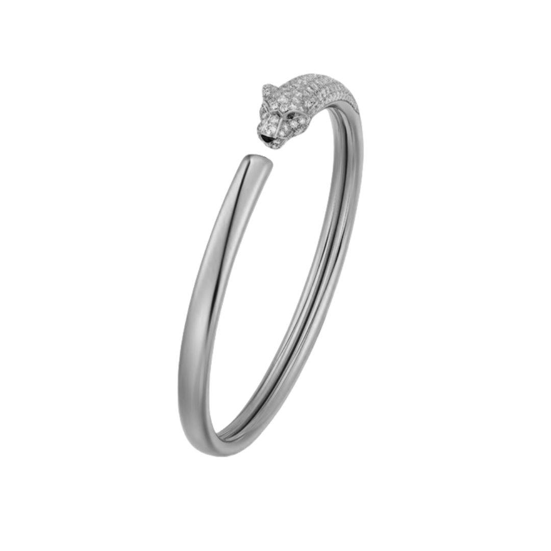 CTSV031 18k Gold Panthère de Cartier bracelet, small model, half-paved - ccfashionjewelry