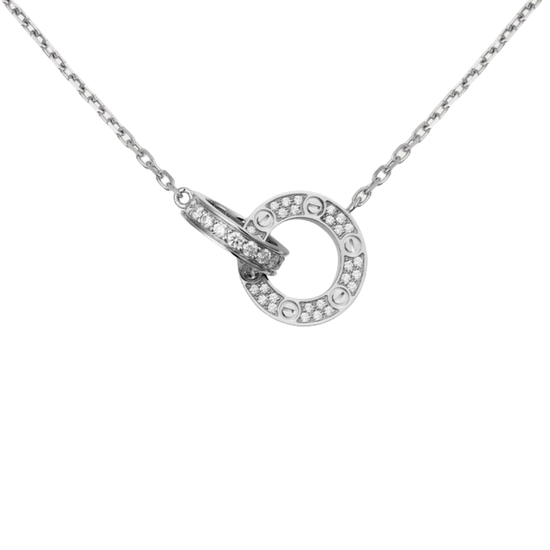 CTNV008 18K Gold LOVE pendant necklace , paved - ccjewelryacc